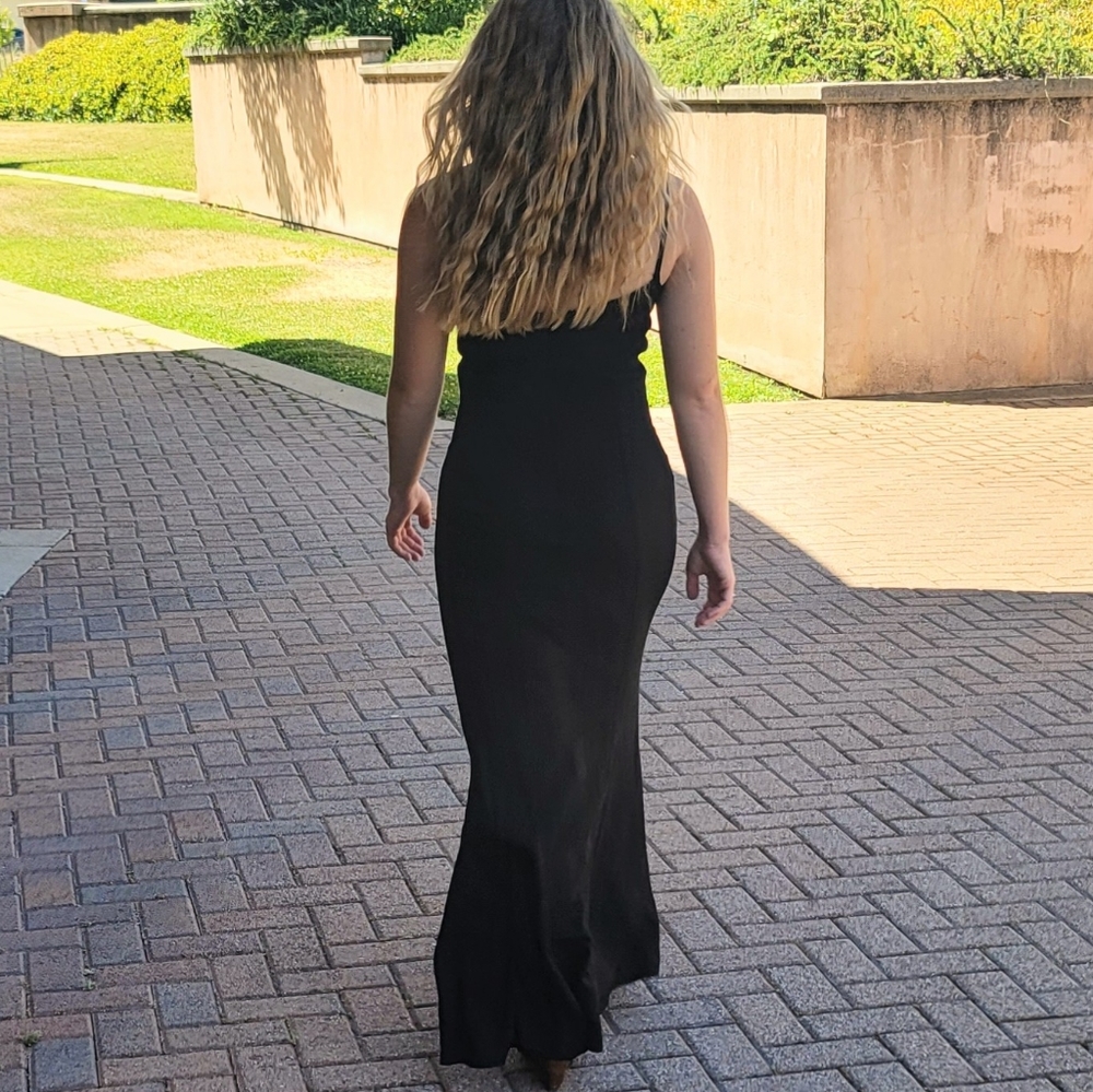 Vintage Gunnie Sax Jessica McClintock Crystal embellished Black Maxi Dress SZ 6 - Picture 13 of 16